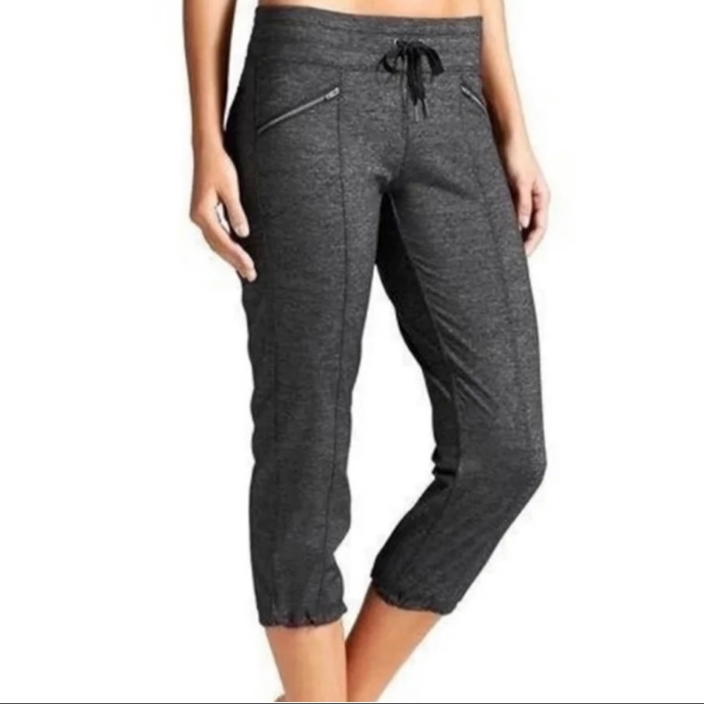 Athleta Joggers Cropped Drawstring Leggings Zipper Pockets Size Medium